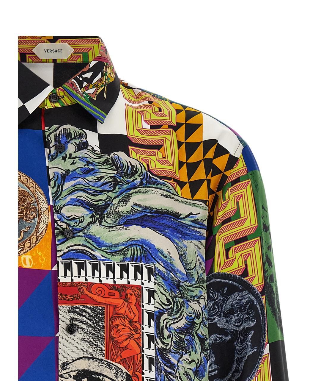 VERSACE Мульти шелковая кэжуал рубашка, фото 3