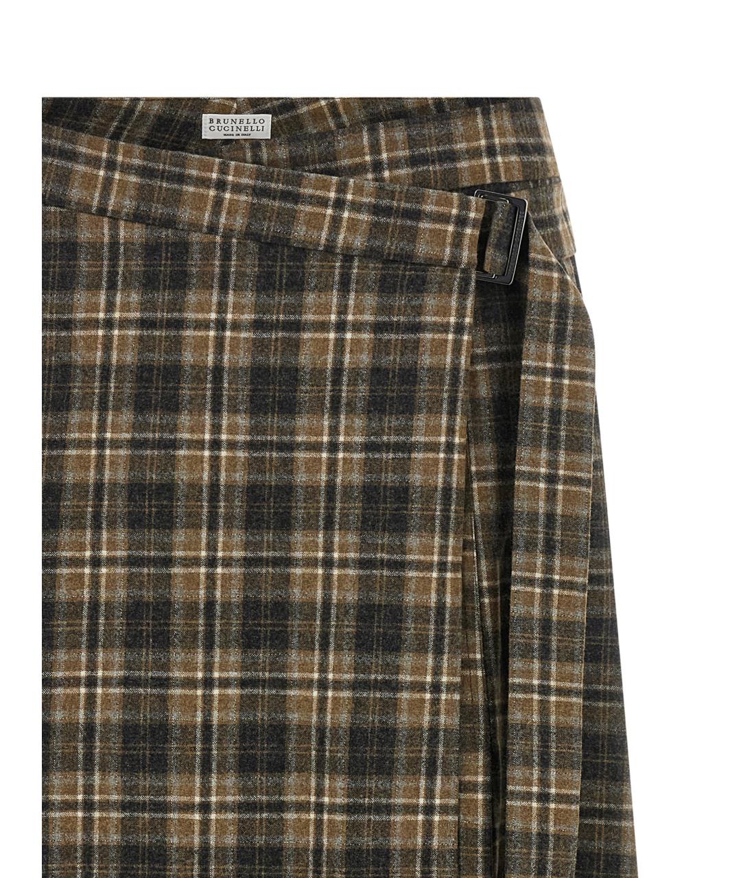 BRUNELLO CUCINELLI Коричневая шерстяная юбка макси, фото 3