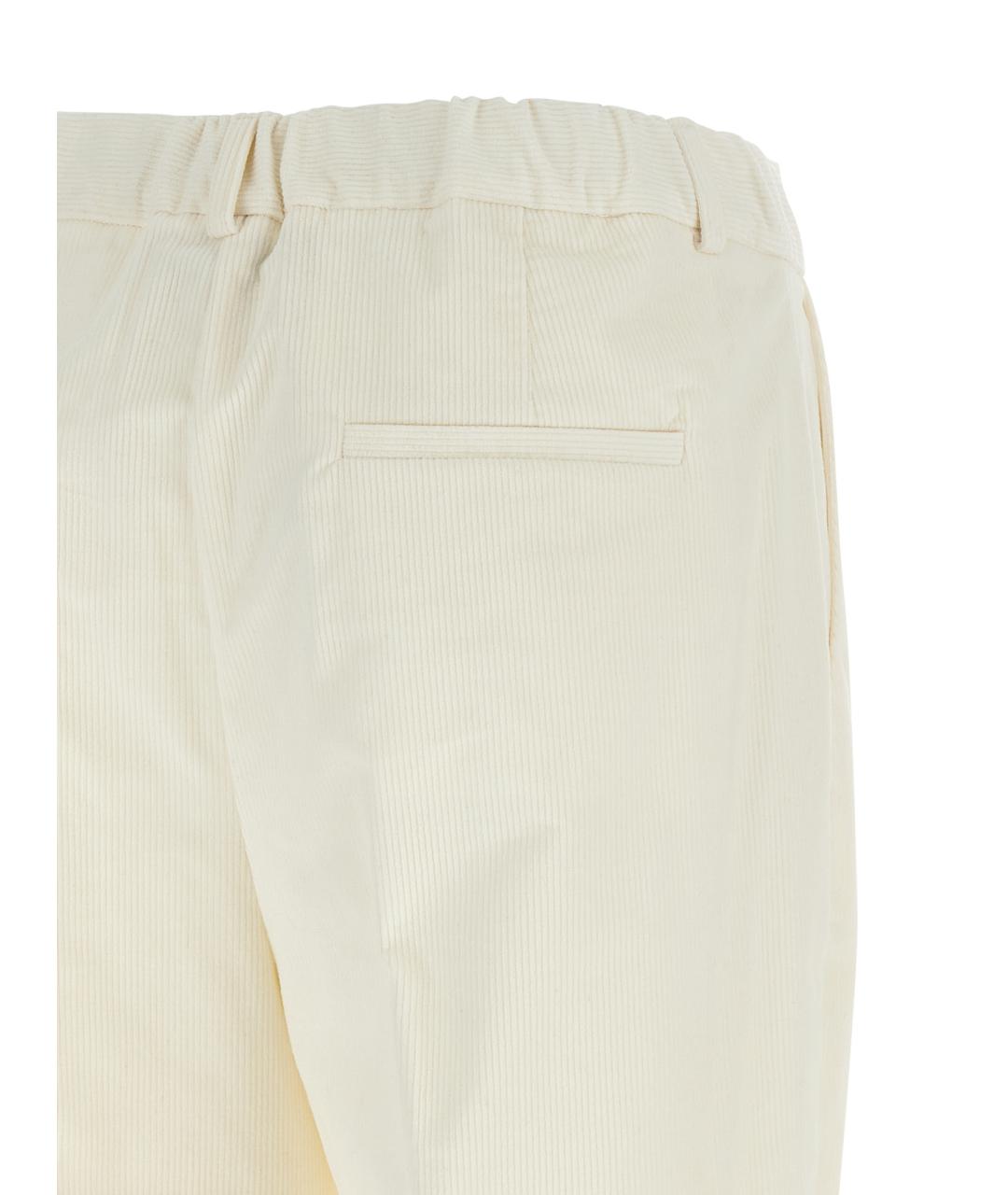 KITON Белые хлопковые прямые брюки, фото 4