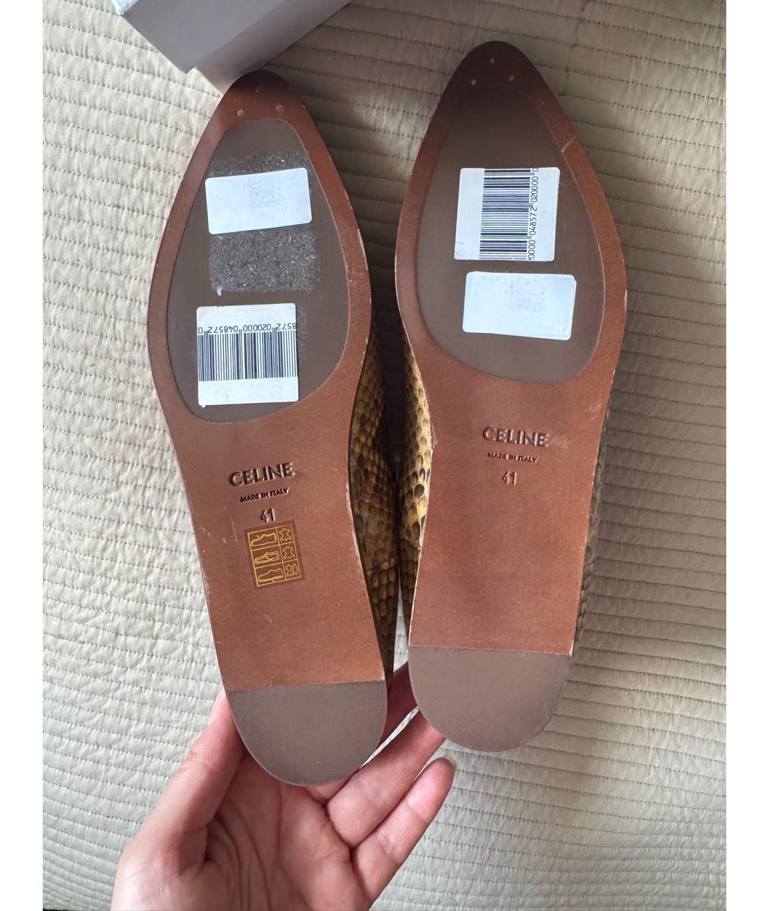 CELINE Коричневые мюли из кожи питона, фото 7