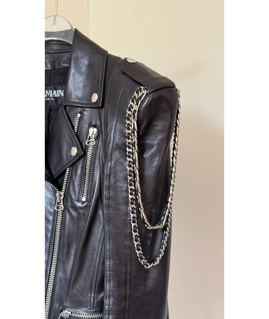 BALMAIN Черная кожаная куртка, фото 4