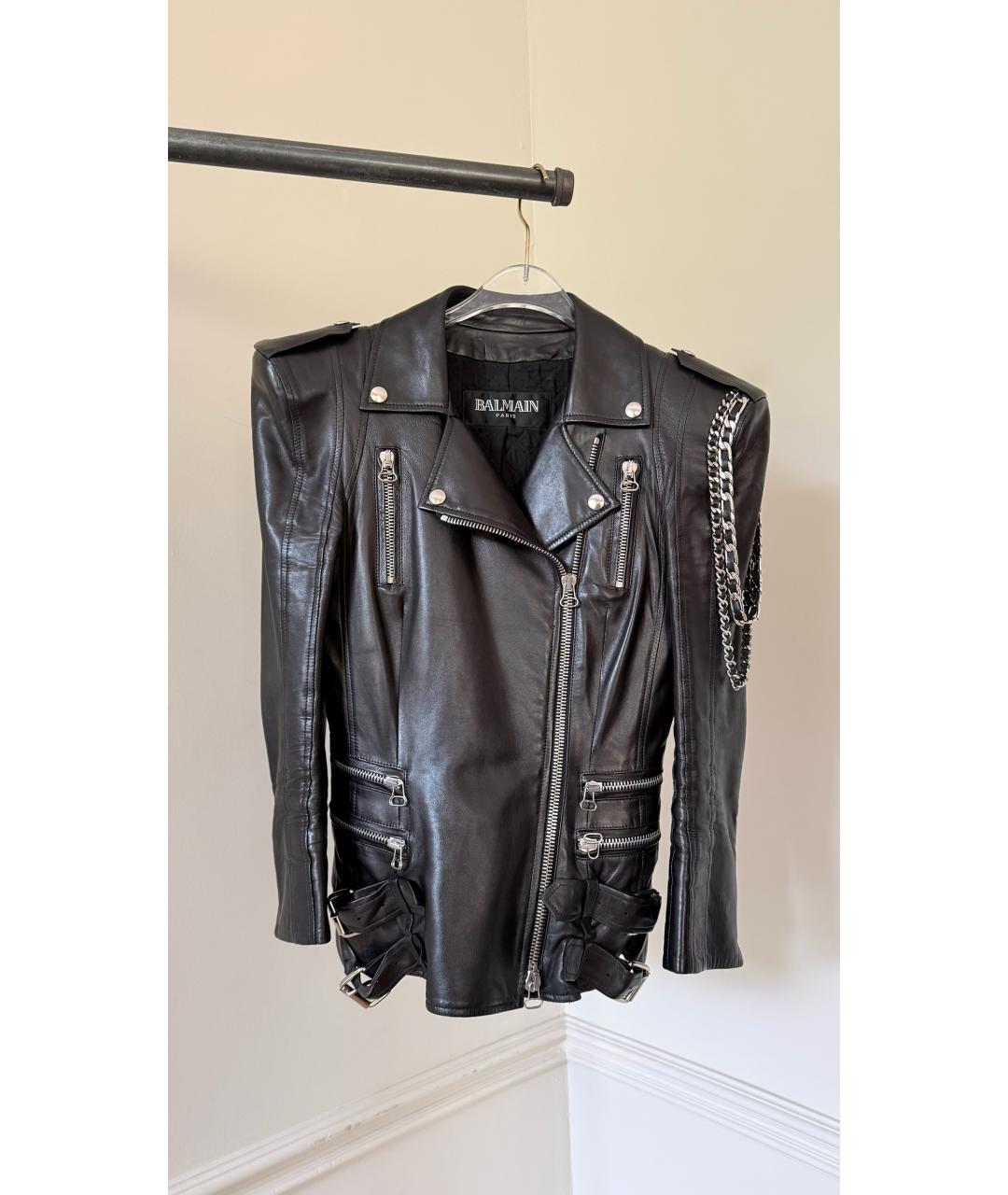 BALMAIN Черная кожаная куртка, фото 9