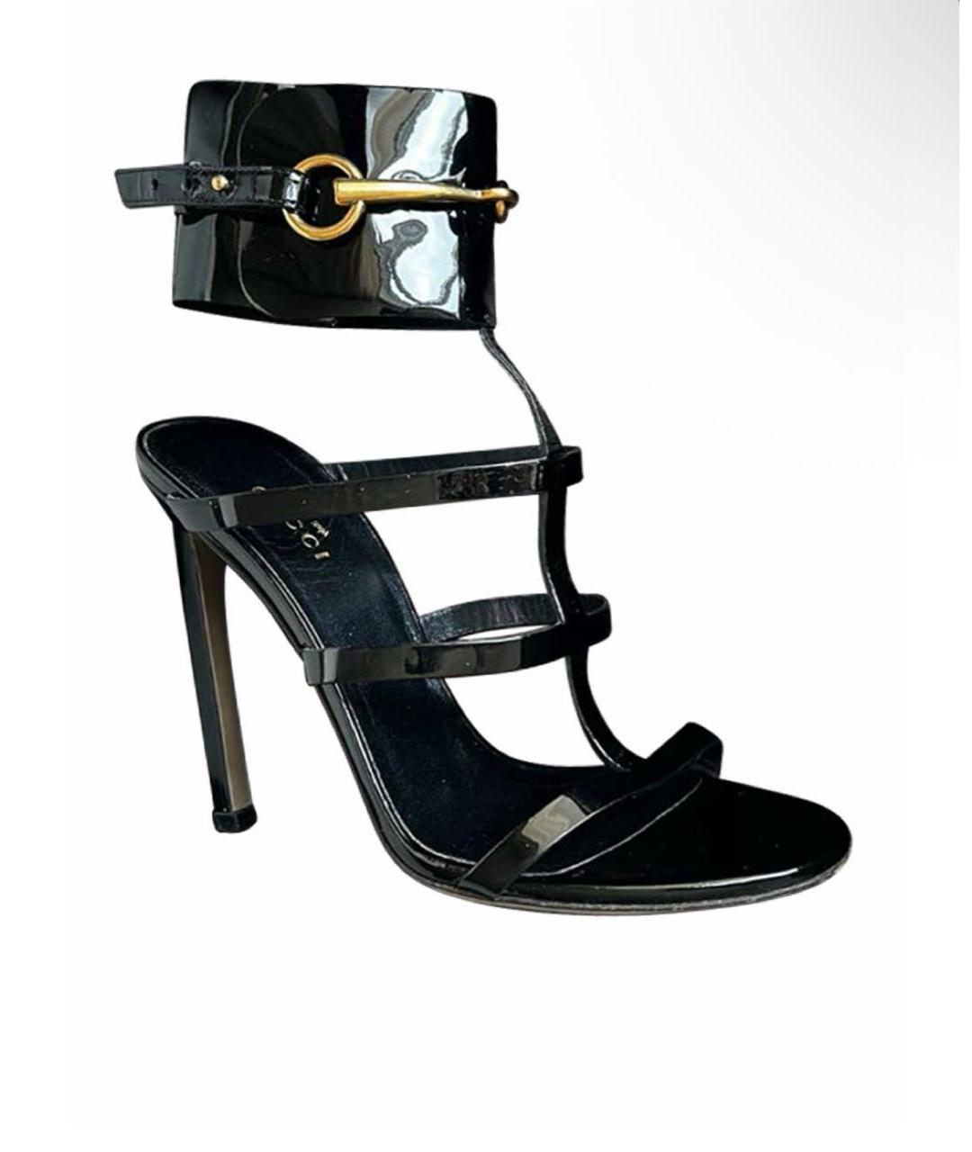 GUCCI Черные босоножки из лакированной кожи, фото 4