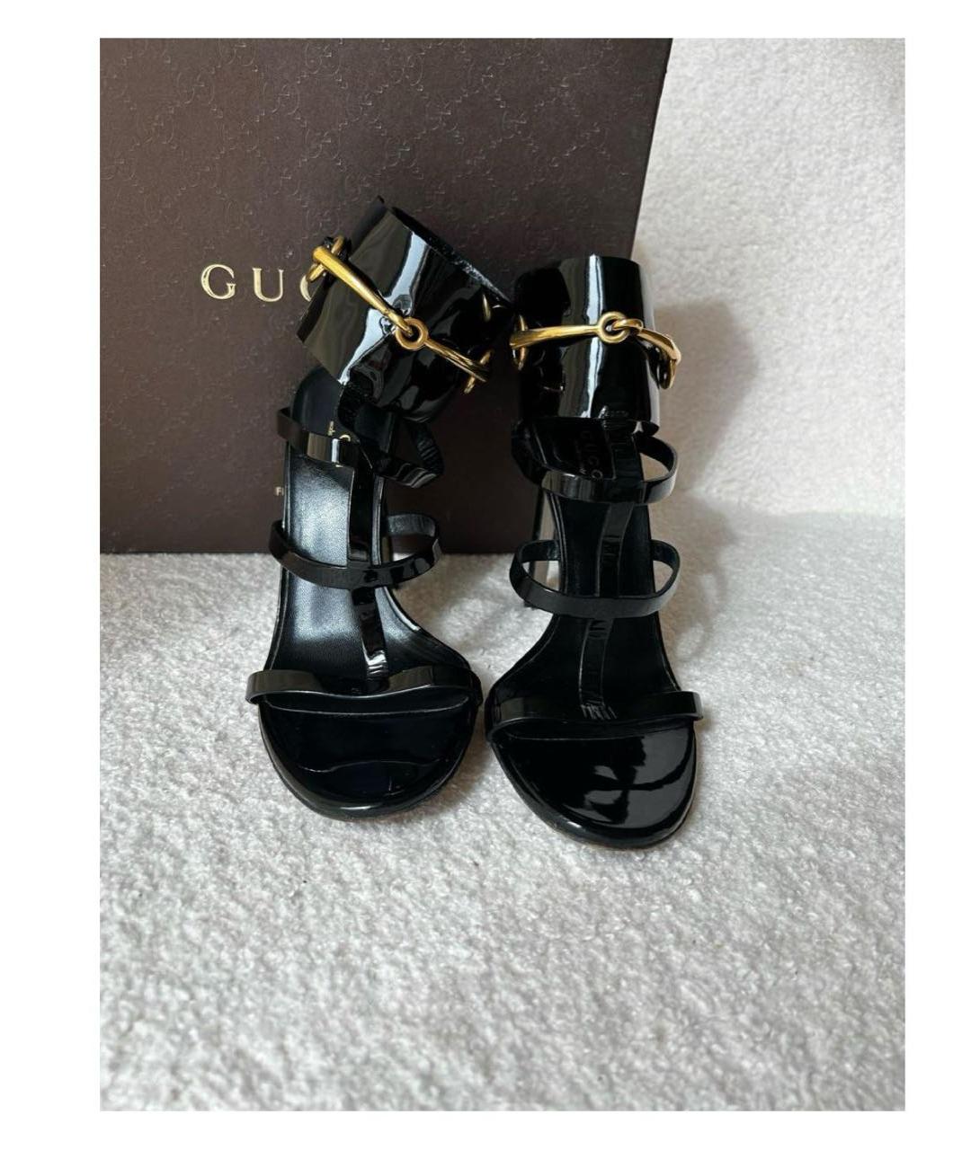 GUCCI Черные босоножки из лакированной кожи, фото 3