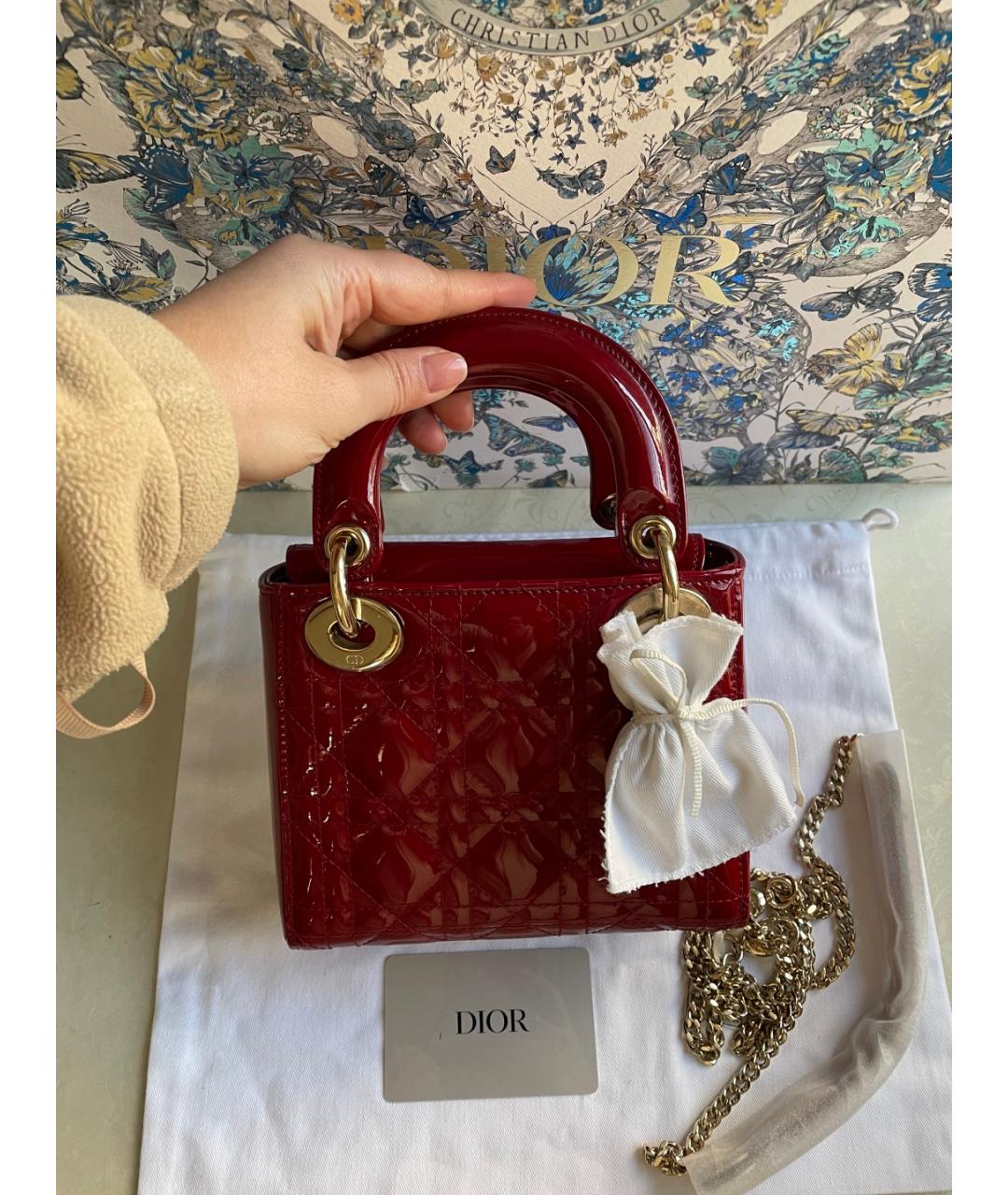 CHRISTIAN DIOR Красная сумка тоут из лакированной кожи, фото 7