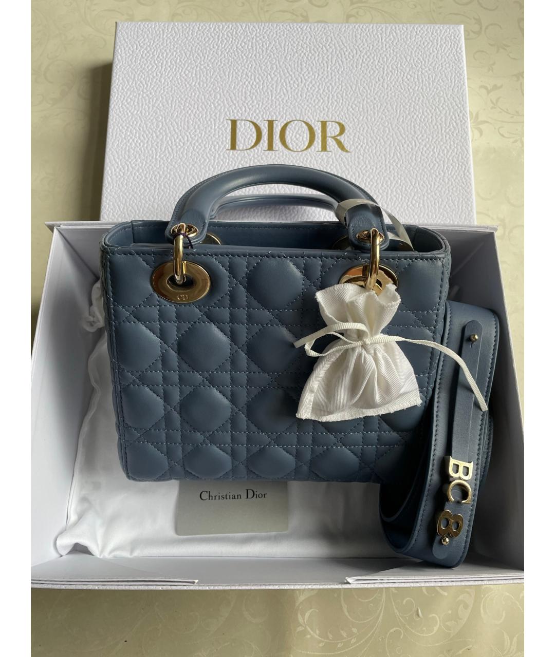 CHRISTIAN DIOR Синяя кожаная сумка тоут, фото 7