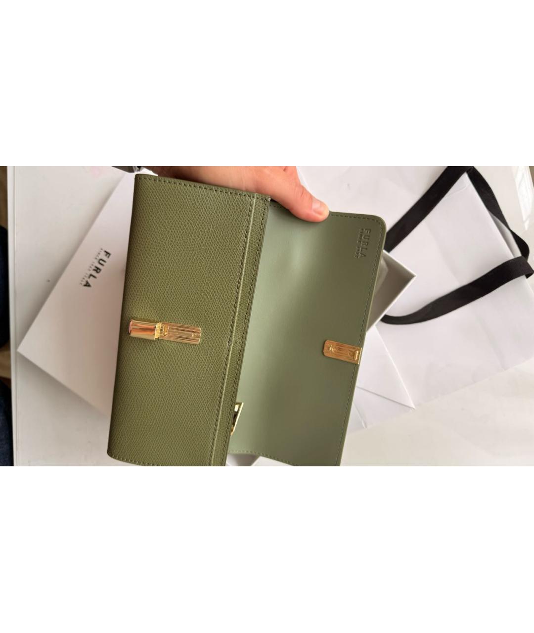 FURLA Зеленый кожаный кошелек, фото 4