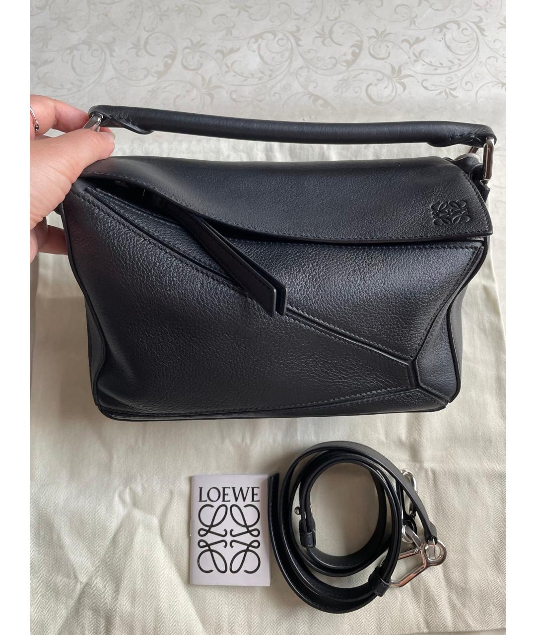 LOEWE Черная кожаная сумка тоут, фото 7