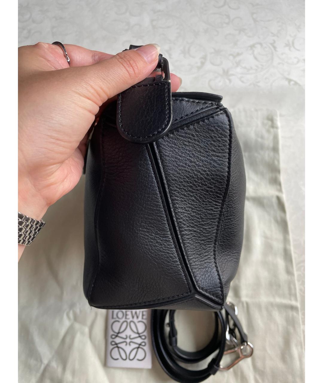 LOEWE Черная кожаная сумка тоут, фото 5