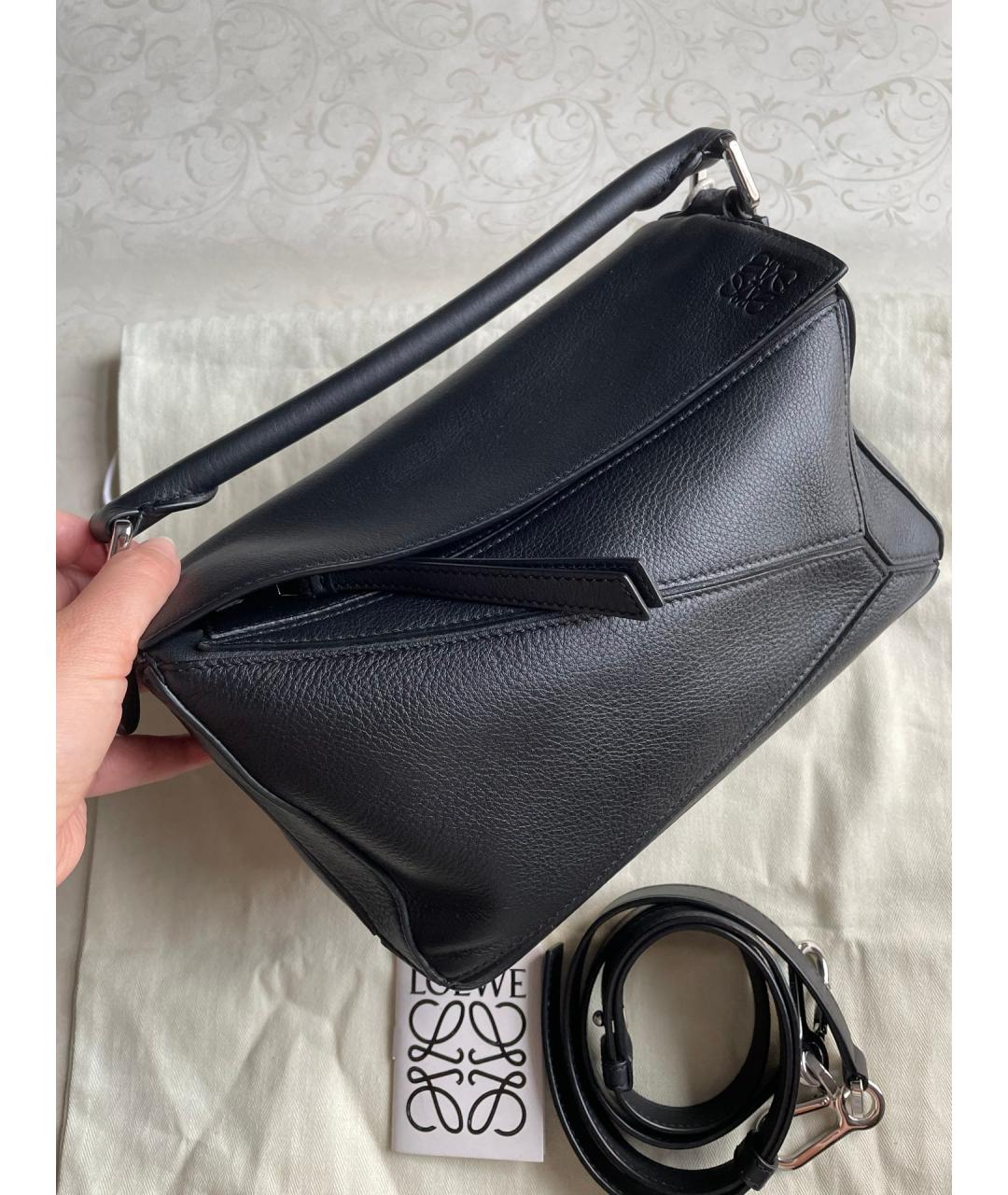 LOEWE Черная кожаная сумка тоут, фото 2