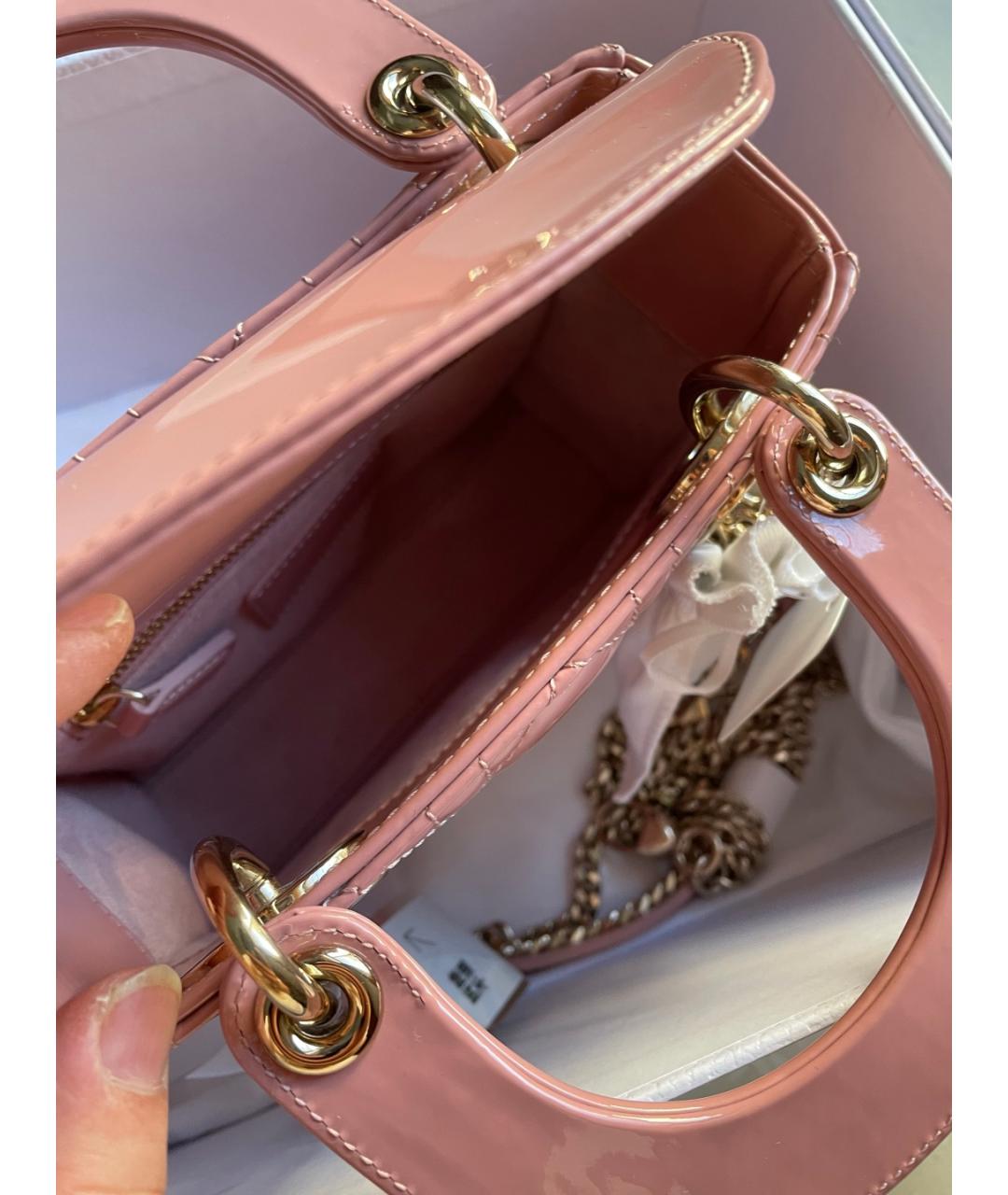 CHRISTIAN DIOR Розовая сумка тоут из лакированной кожи, фото 6
