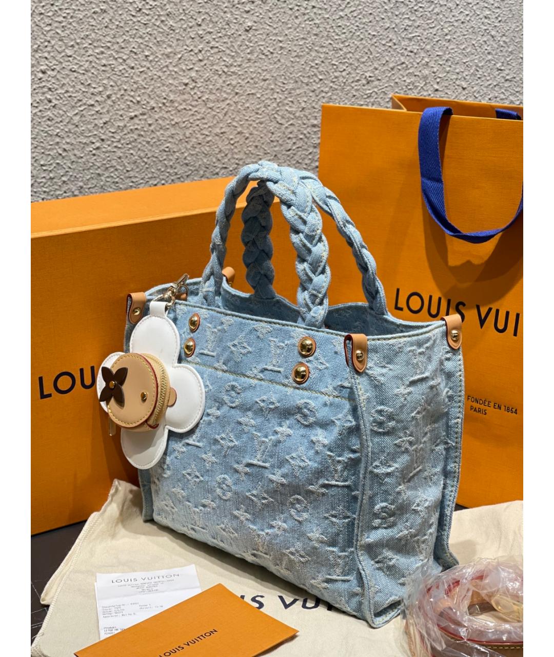 LOUIS VUITTON Синяя кожаная сумка тоут, фото 2