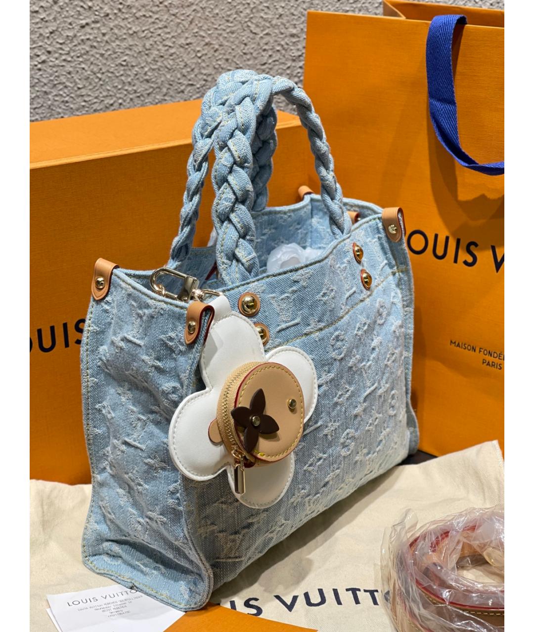 LOUIS VUITTON Синяя кожаная сумка тоут, фото 3