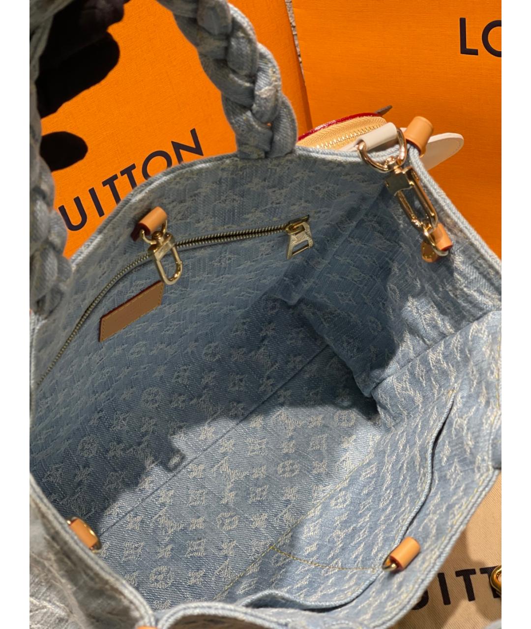 LOUIS VUITTON Синяя кожаная сумка тоут, фото 6