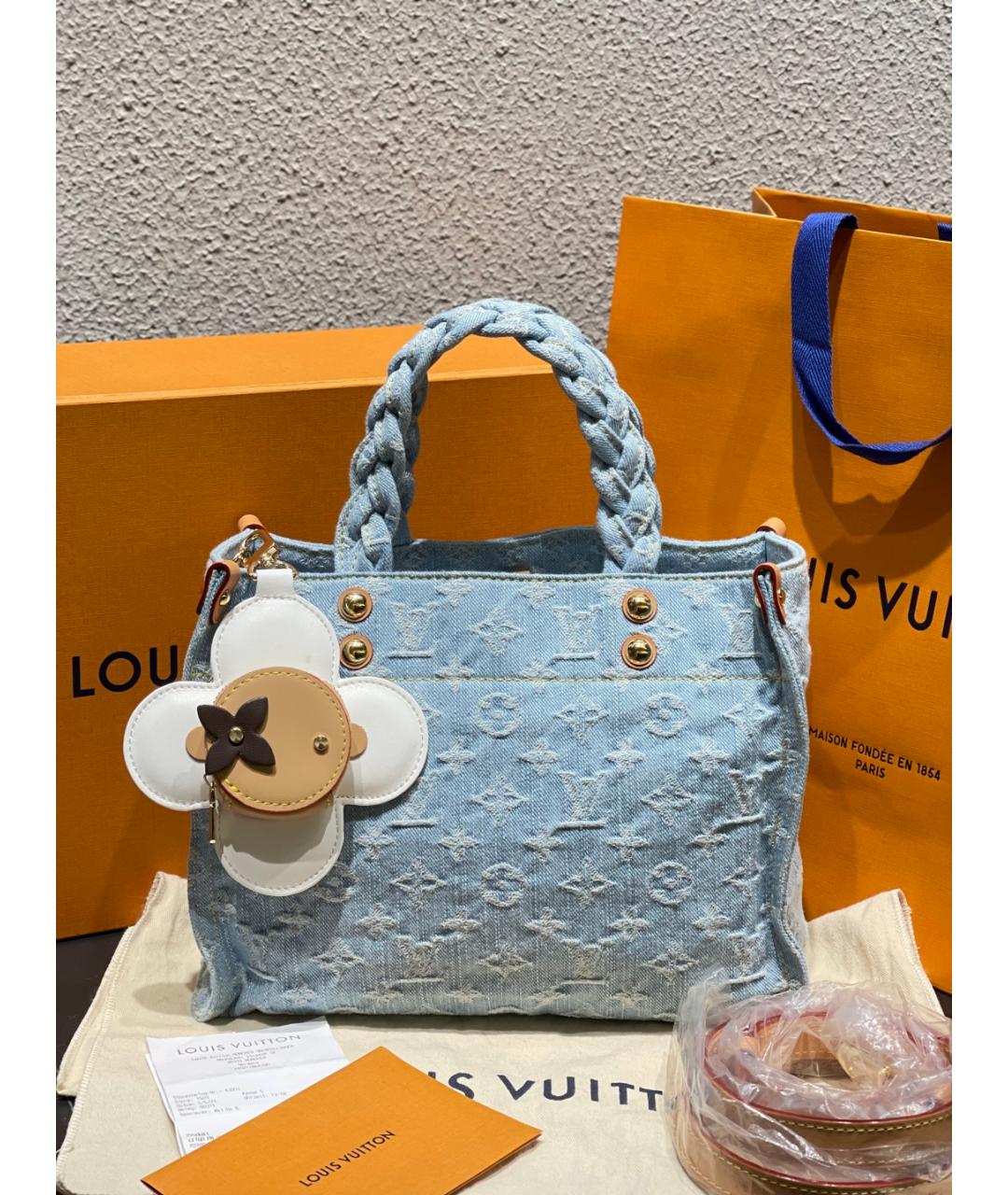 LOUIS VUITTON Синяя кожаная сумка тоут, фото 10