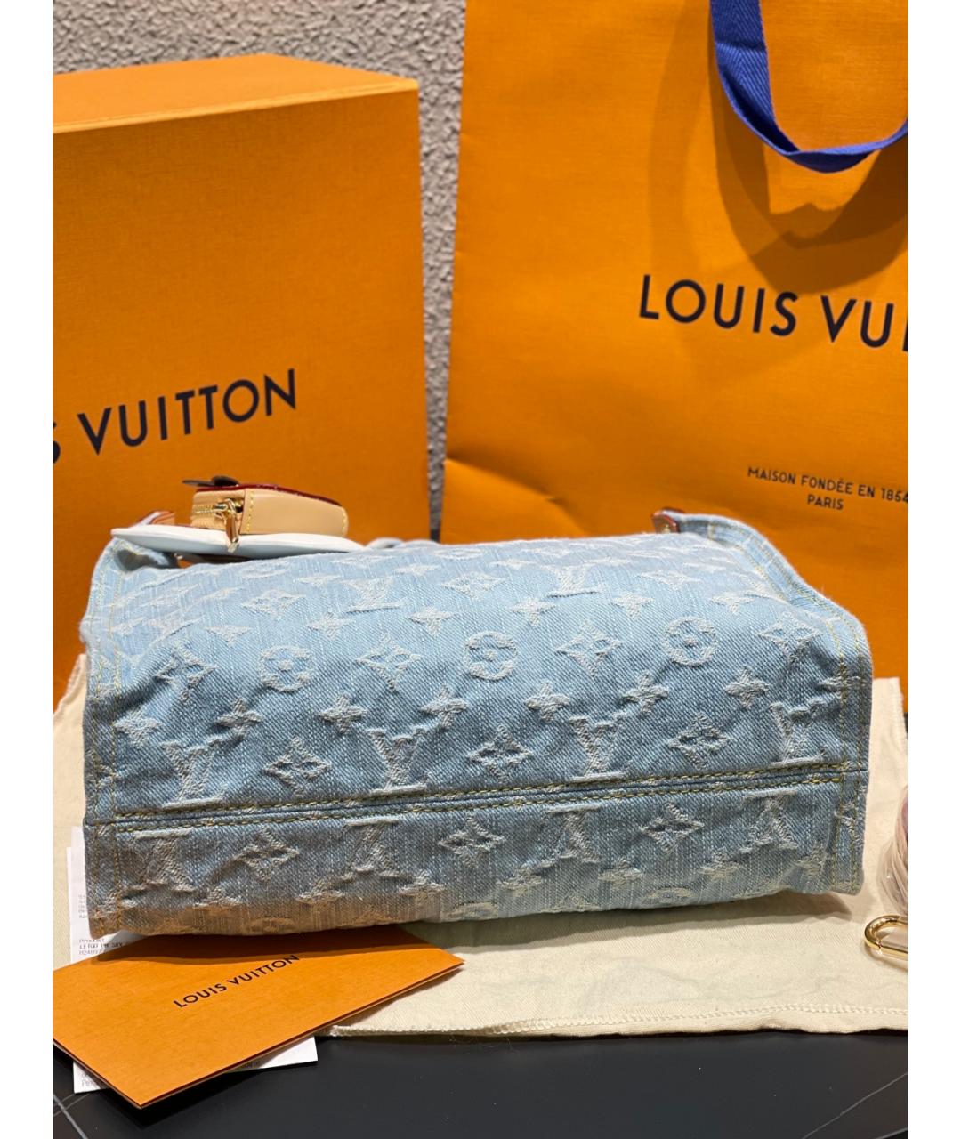 LOUIS VUITTON Синяя кожаная сумка тоут, фото 4