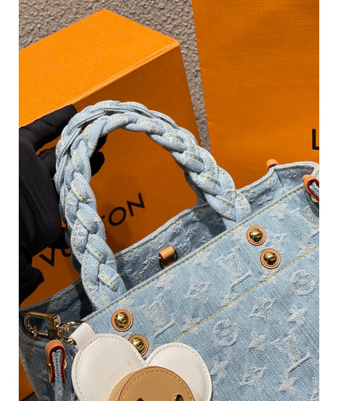 LOUIS VUITTON Синяя кожаная сумка тоут, фото 8