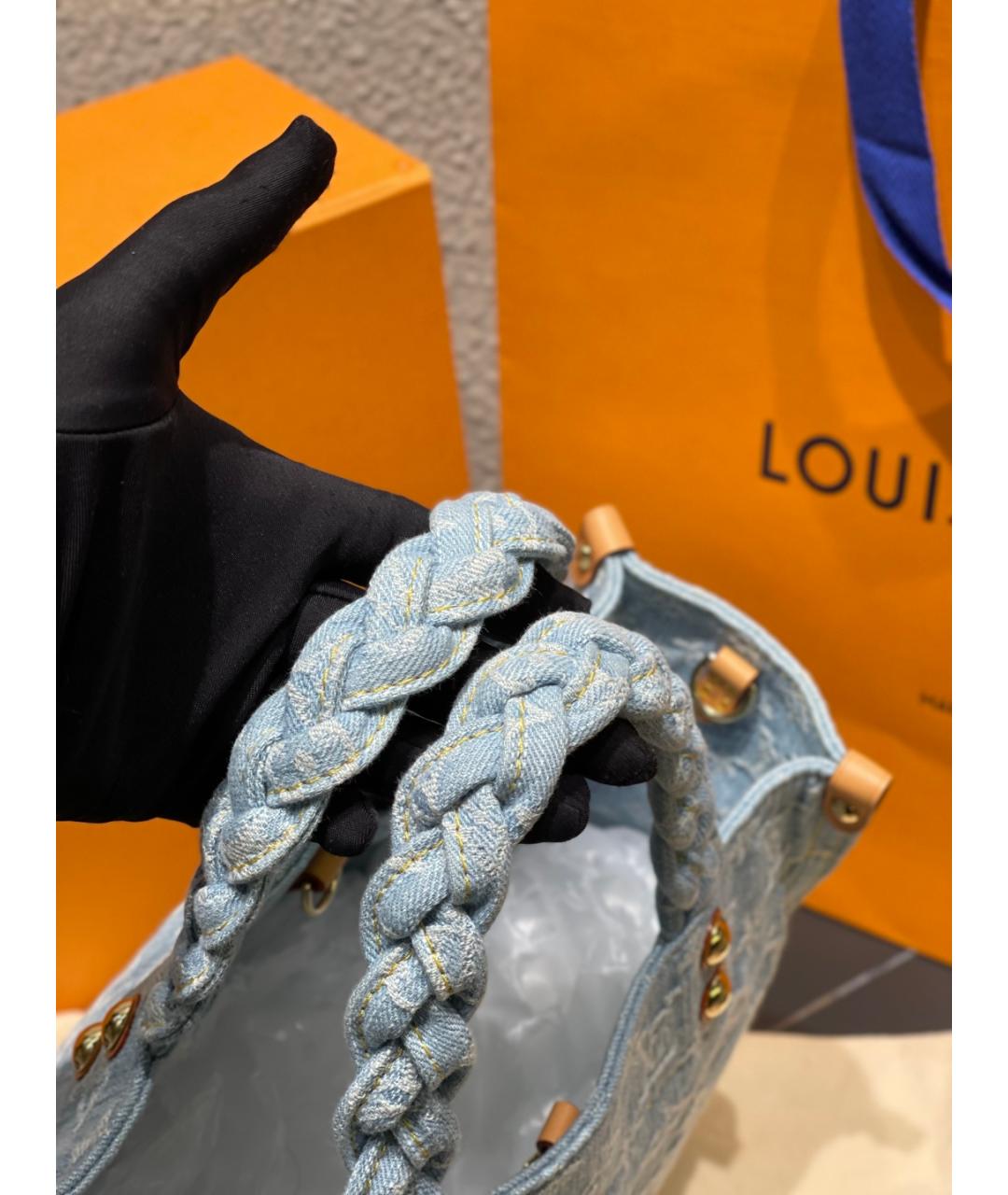 LOUIS VUITTON Синяя кожаная сумка тоут, фото 5
