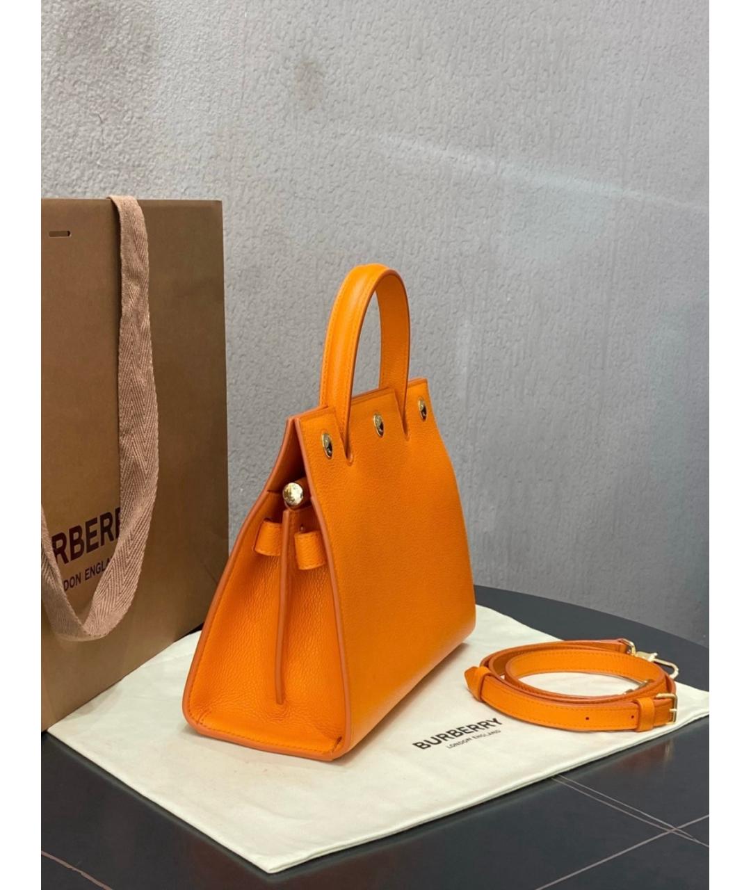 BURBERRY Оранжевая кожаная сумка тоут, фото 4
