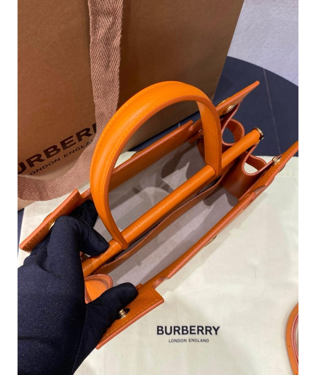 BURBERRY Оранжевая кожаная сумка тоут, фото 9
