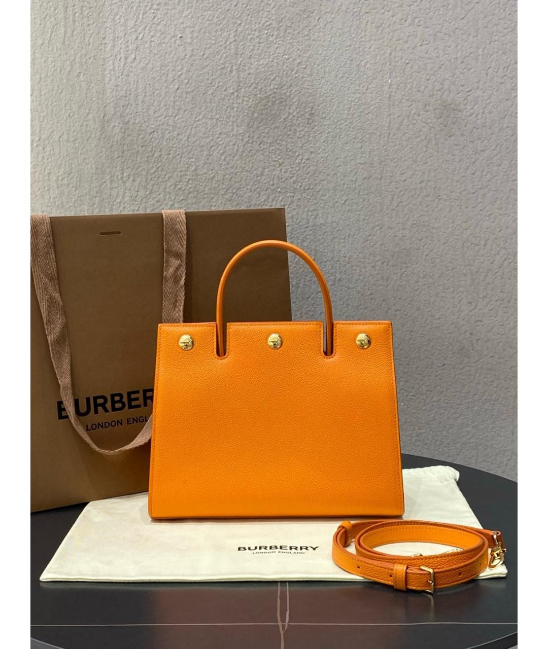BURBERRY Оранжевая кожаная сумка тоут, фото 3