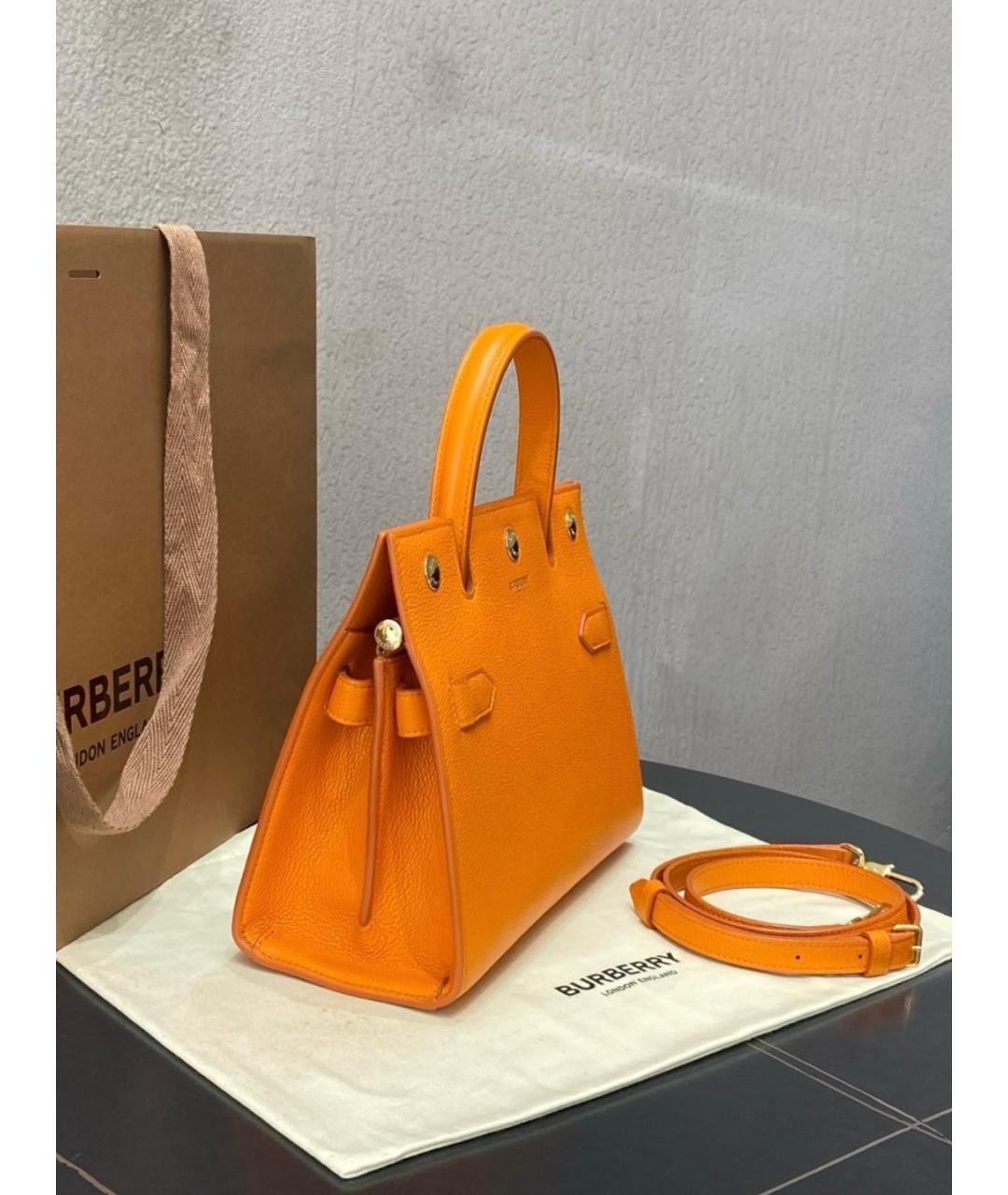 BURBERRY Оранжевая кожаная сумка тоут, фото 5