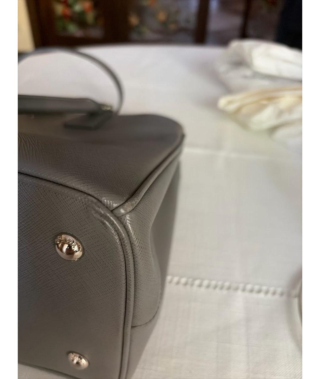 PRADA Серая кожаная сумка тоут, фото 6