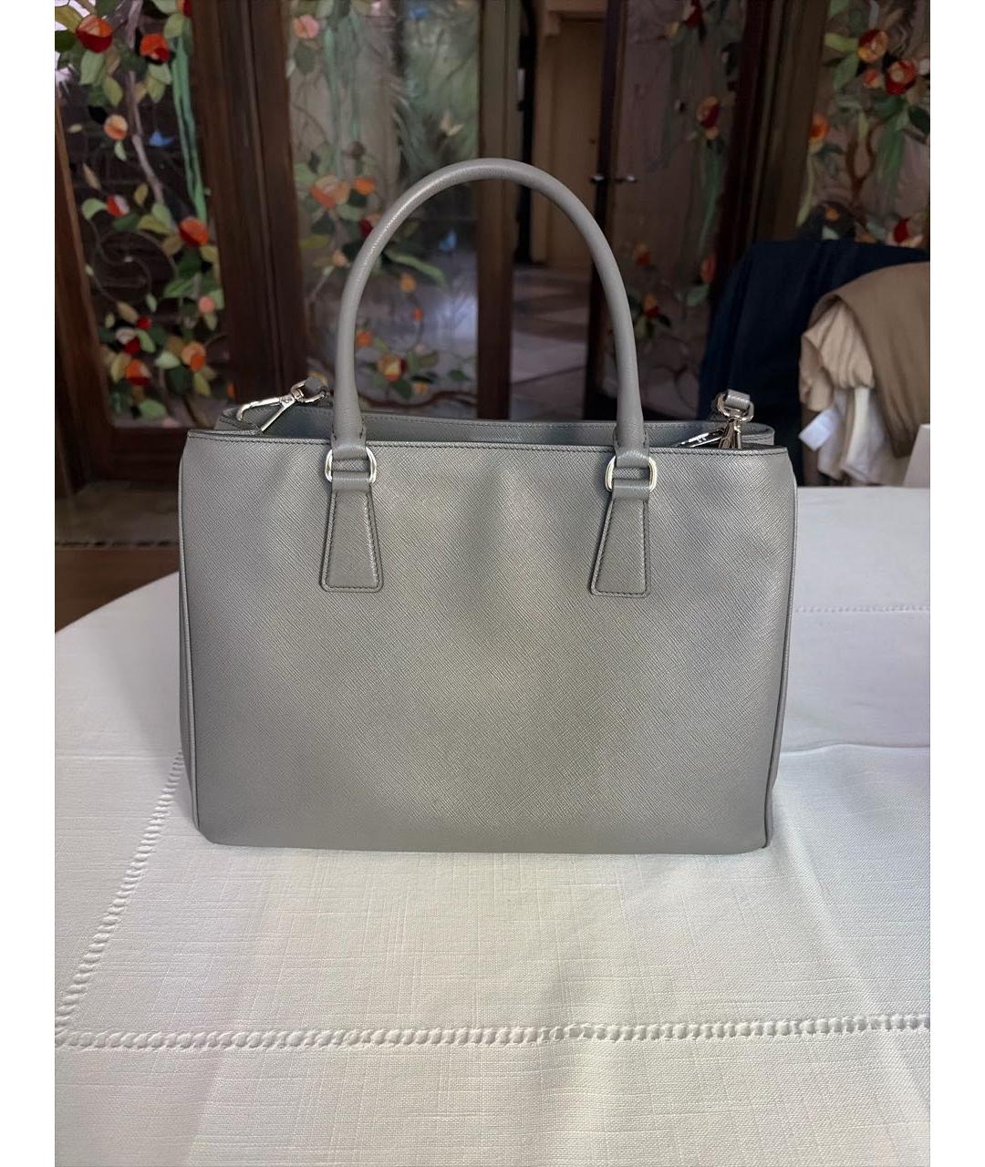 PRADA Серая кожаная сумка тоут, фото 3