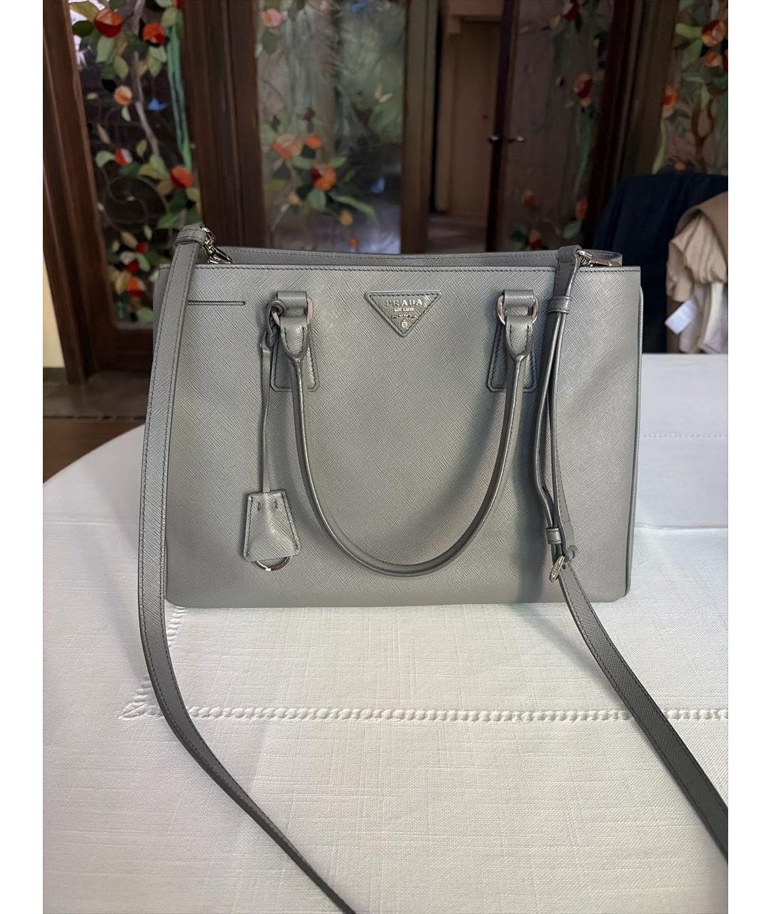 PRADA Серая кожаная сумка тоут, фото 9