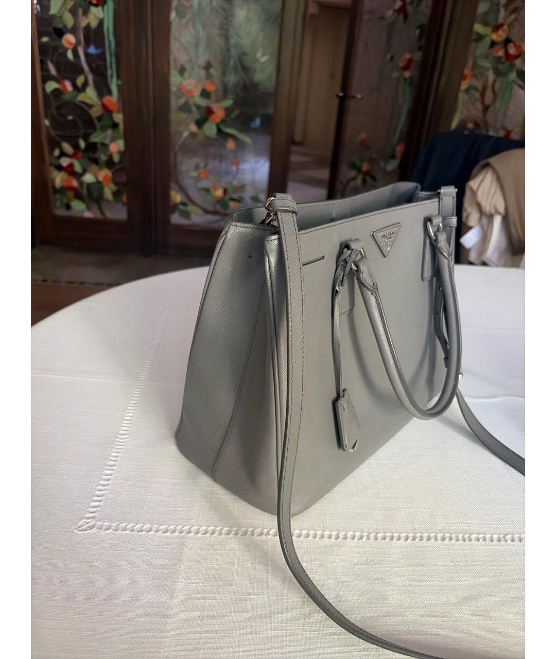 PRADA Серая кожаная сумка тоут, фото 2