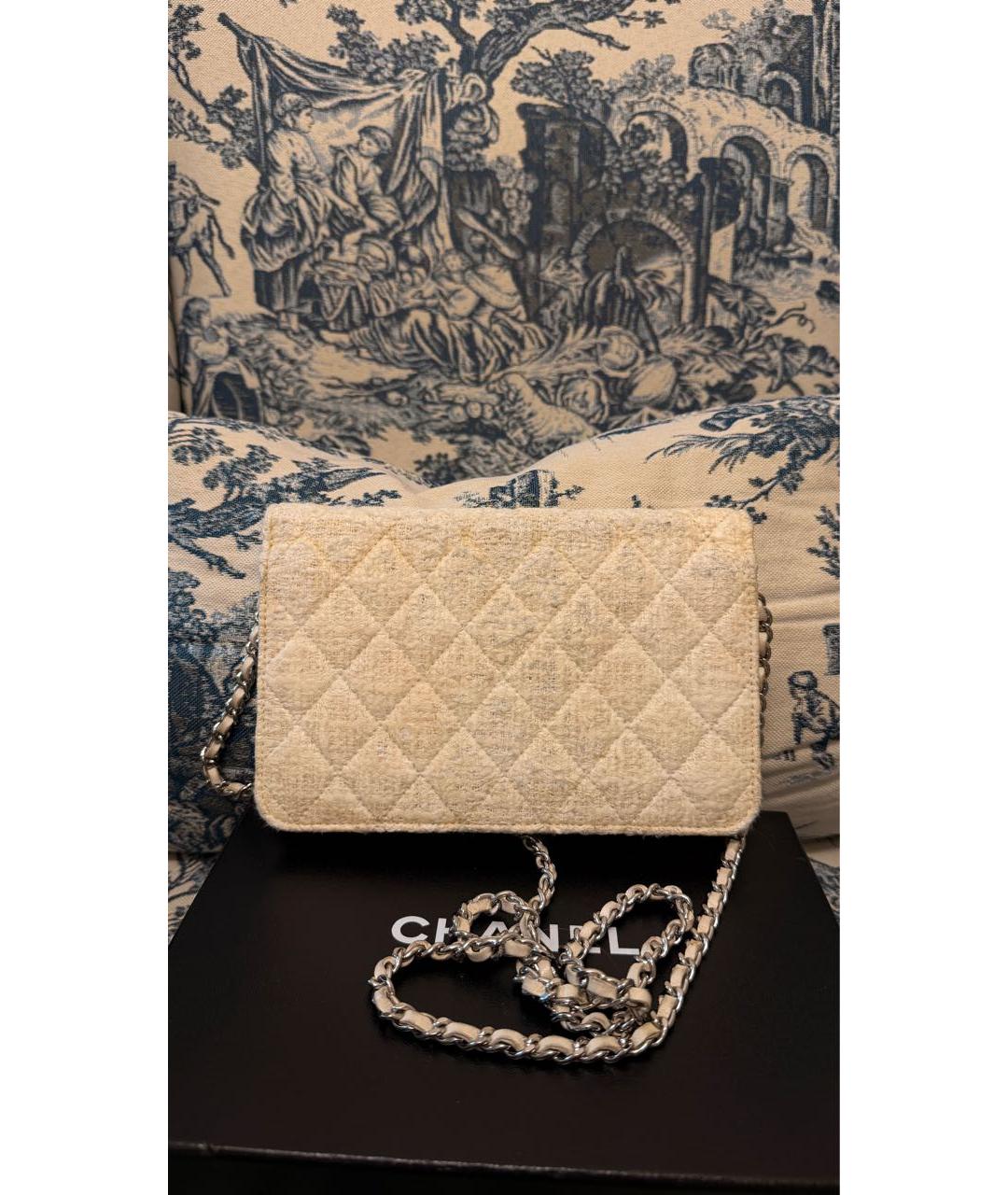 CHANEL Белая твидовая сумка через плечо, фото 3