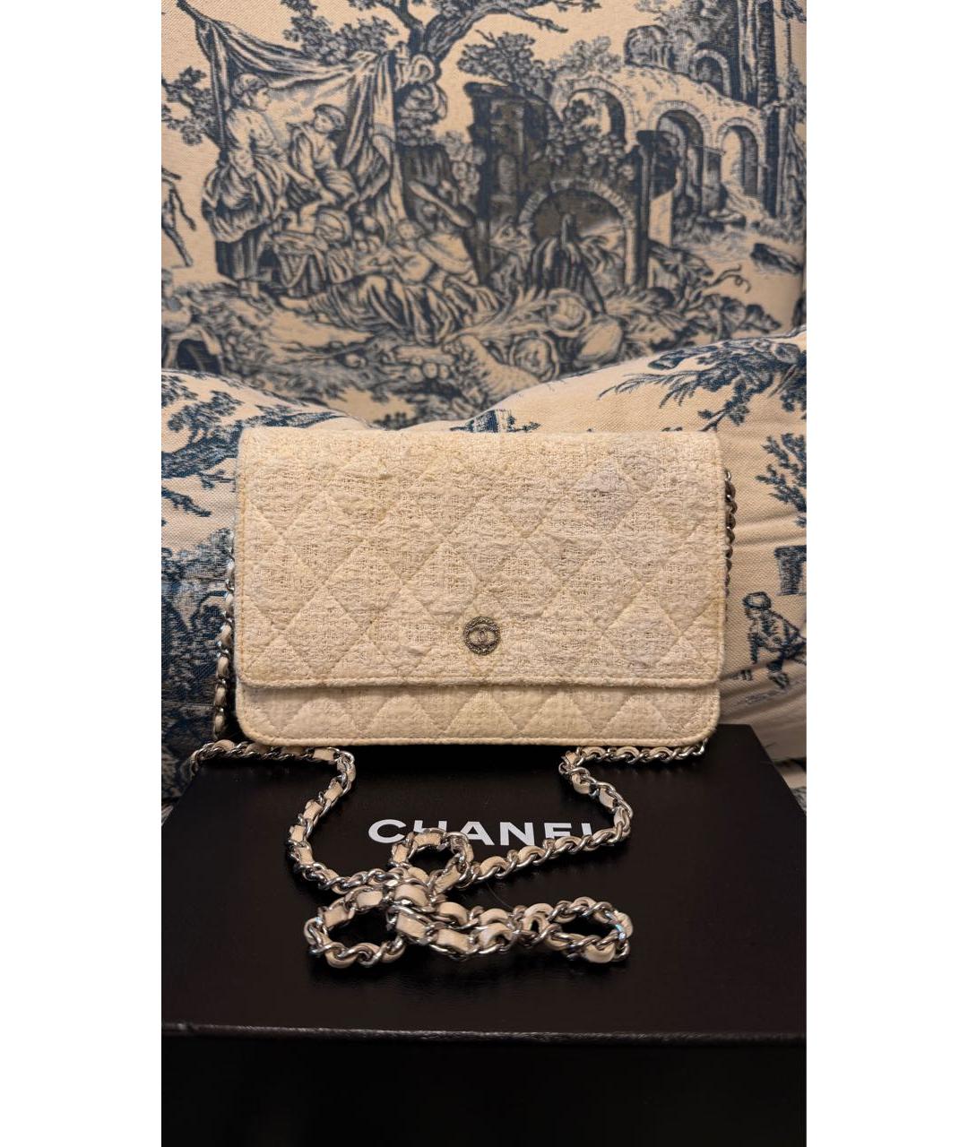CHANEL Белая твидовая сумка через плечо, фото 8