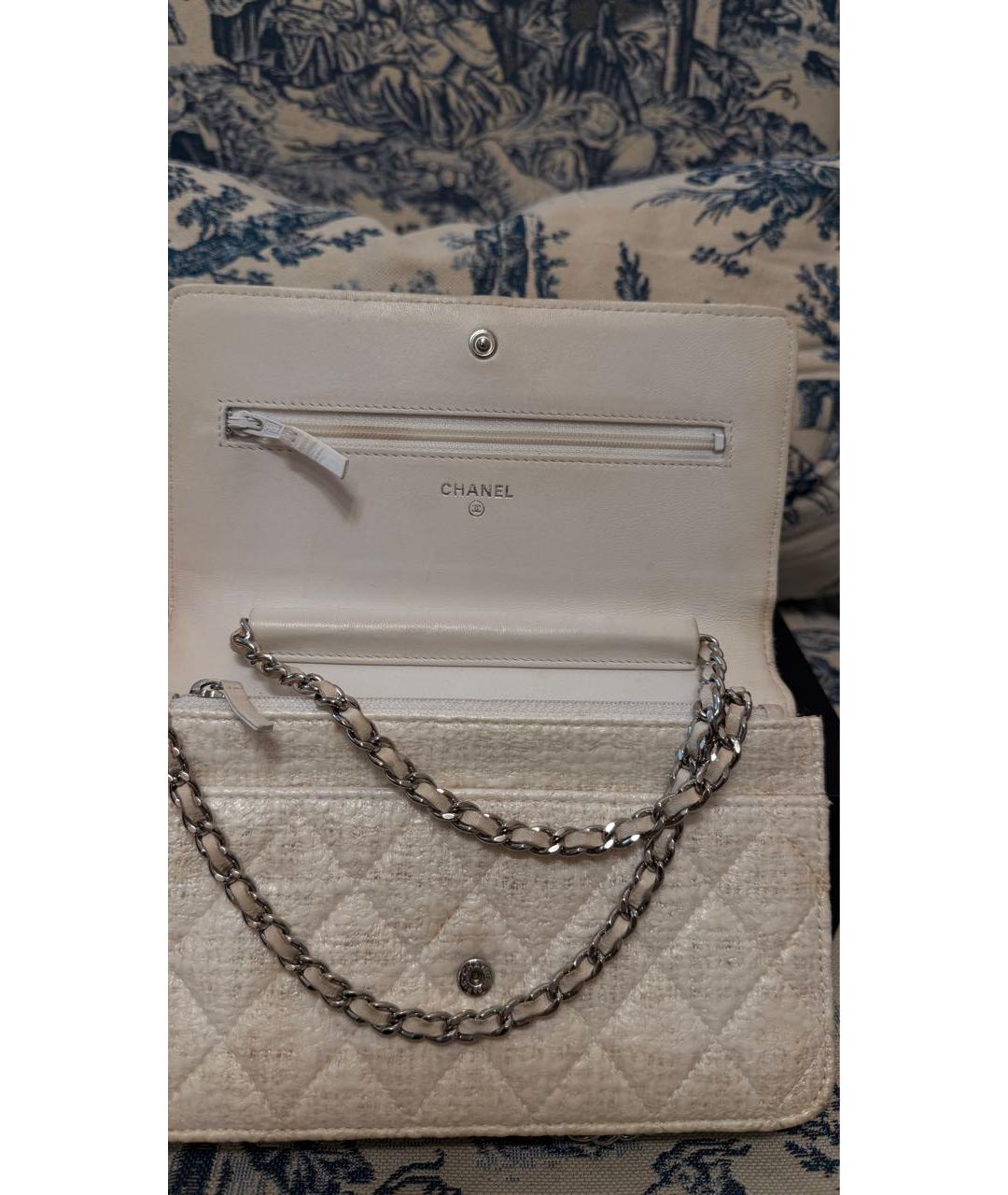 CHANEL Белая твидовая сумка через плечо, фото 4