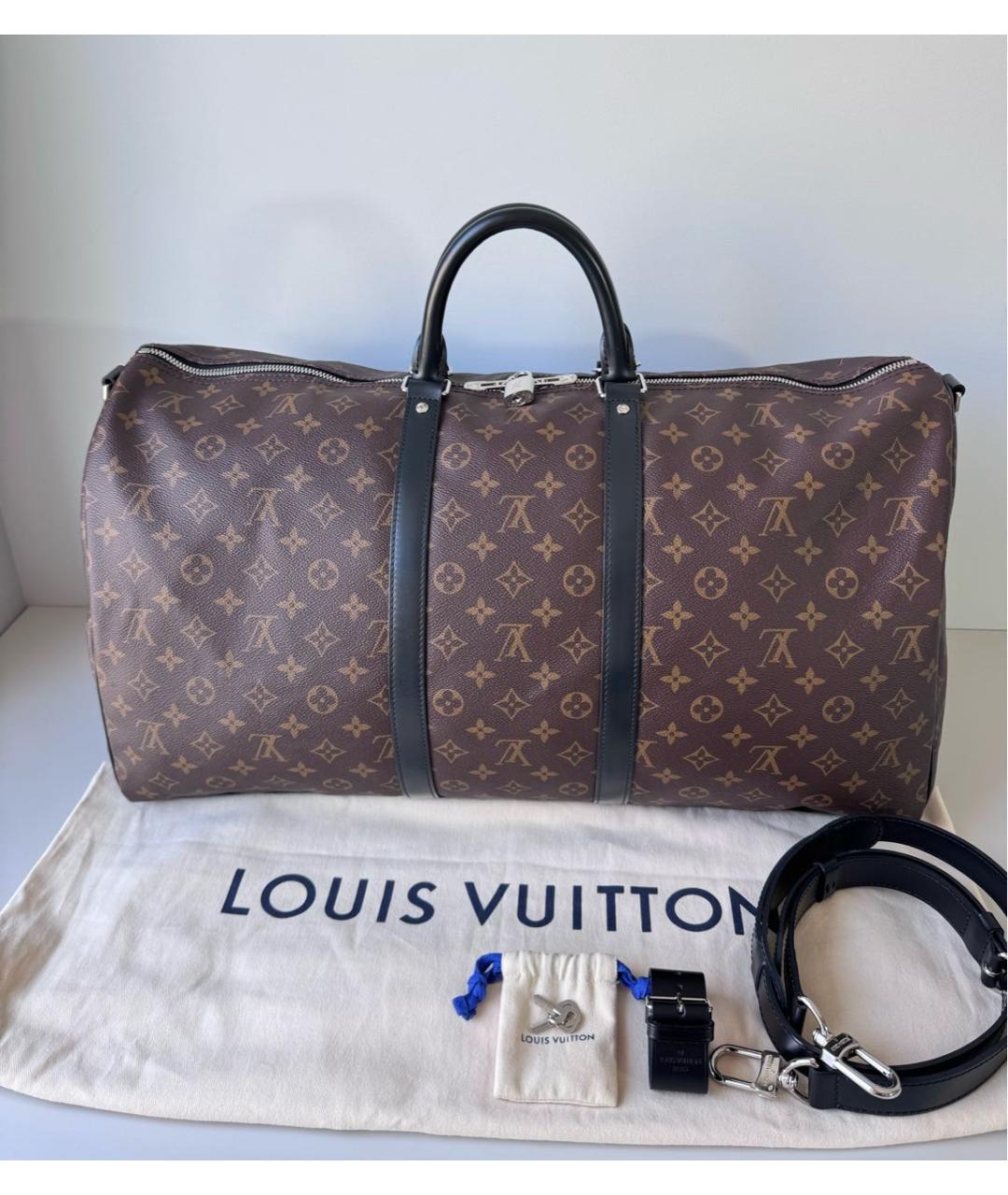 LOUIS VUITTON Коричневая дорожная/спортивная сумка из канвы, фото 9