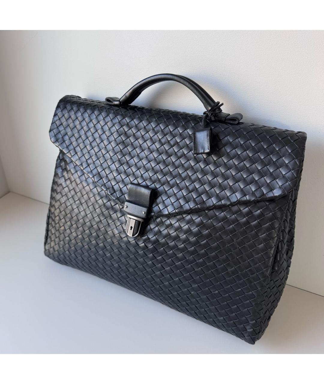 BOTTEGA VENETA Черный кожаный портфель, фото 3