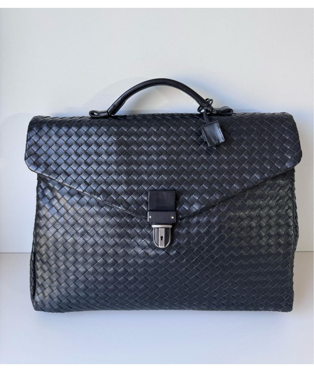 BOTTEGA VENETA Черный кожаный портфель, фото 2