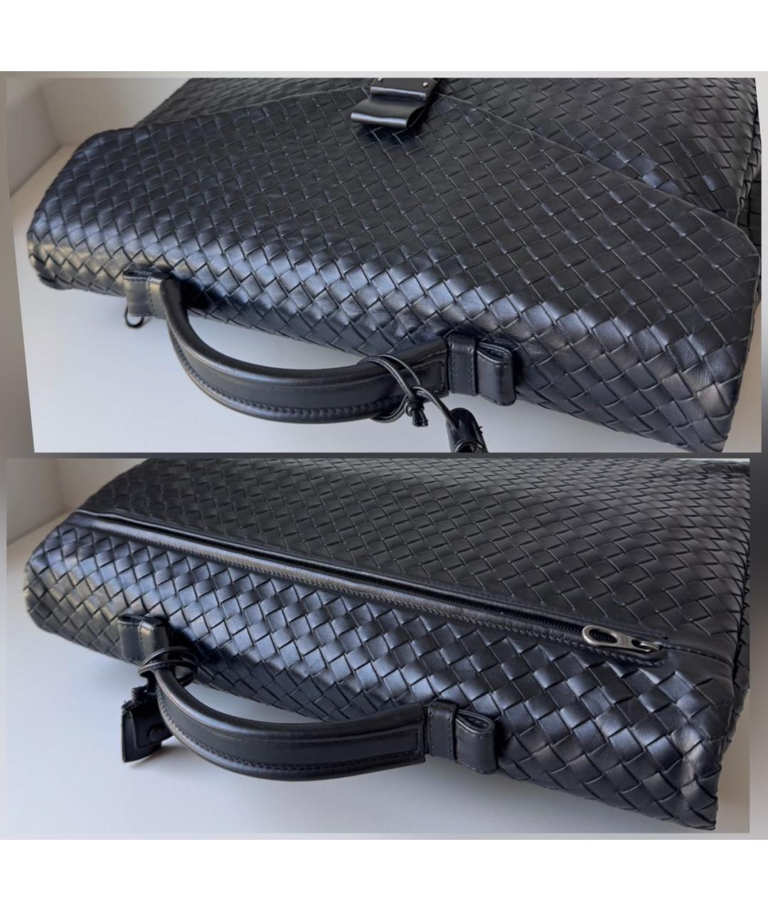 BOTTEGA VENETA Черный кожаный портфель, фото 7