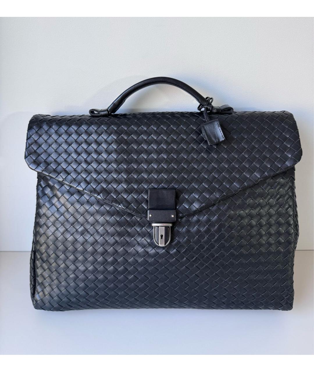 BOTTEGA VENETA Черный кожаный портфель, фото 9