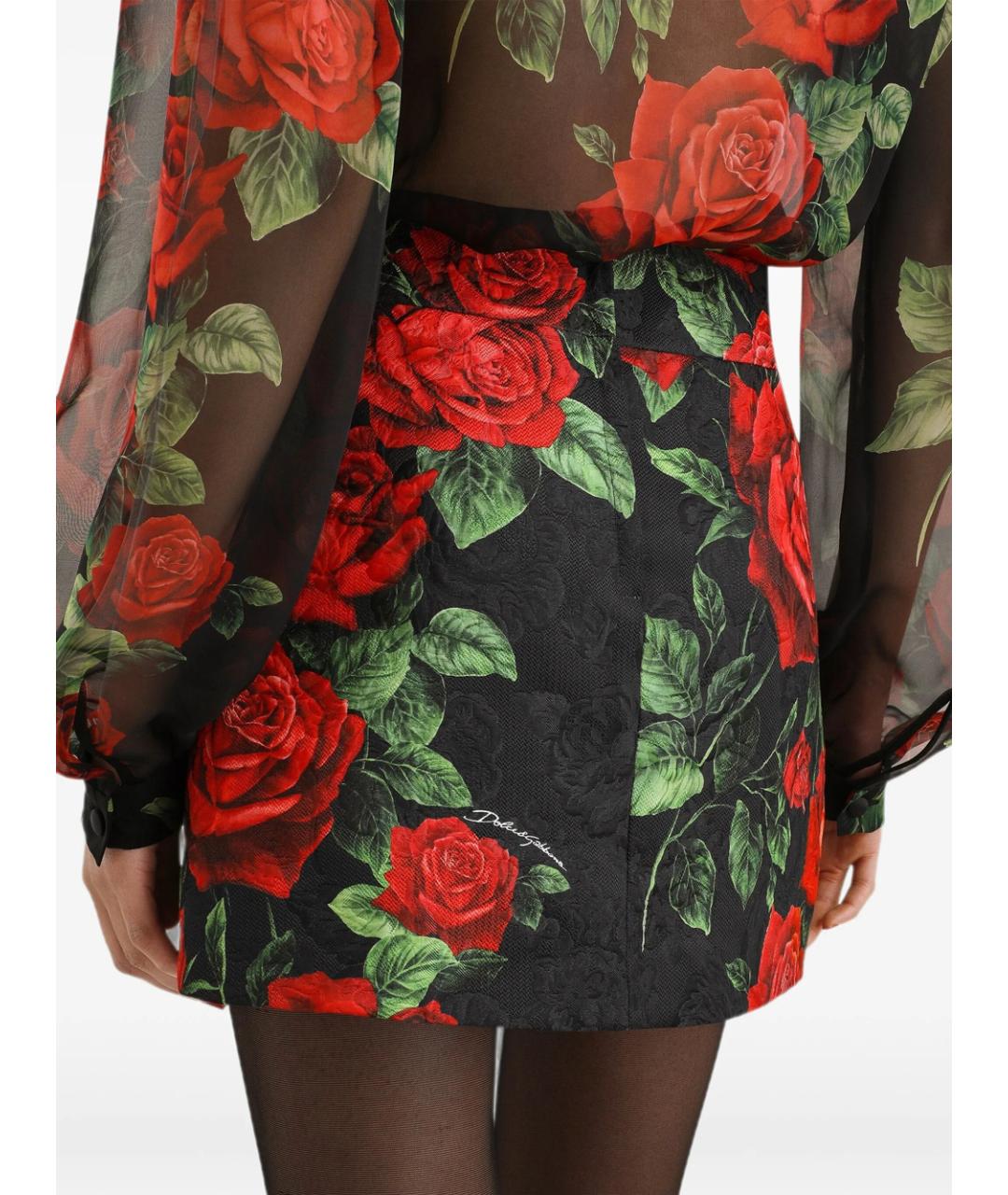 DOLCE&GABBANA Черная хлопковая юбка мини, фото 5