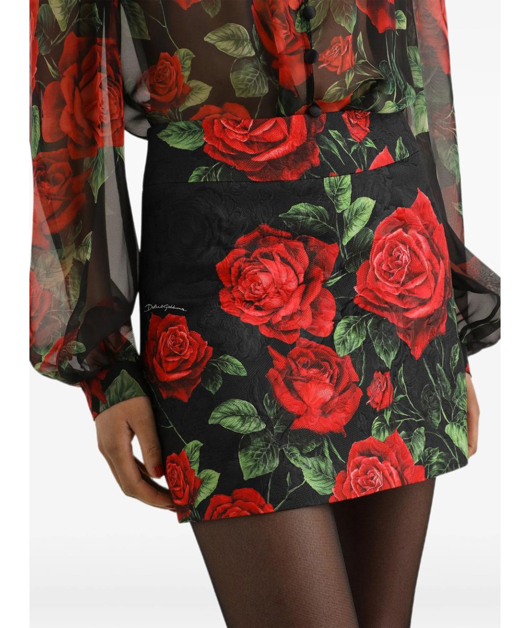 DOLCE&GABBANA Черная хлопковая юбка мини, фото 2