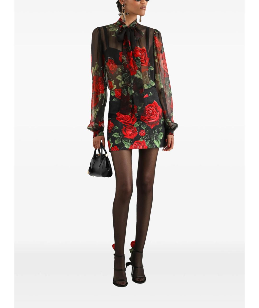 DOLCE&GABBANA Черная хлопковая юбка мини, фото 3