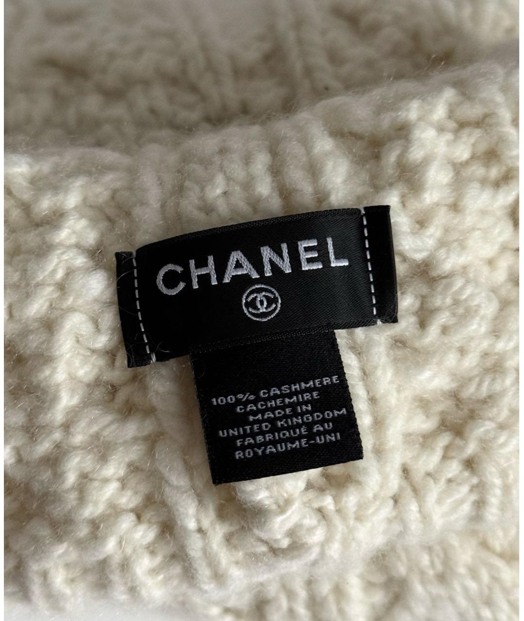 CHANEL Белая кашемировая шапка, фото 4