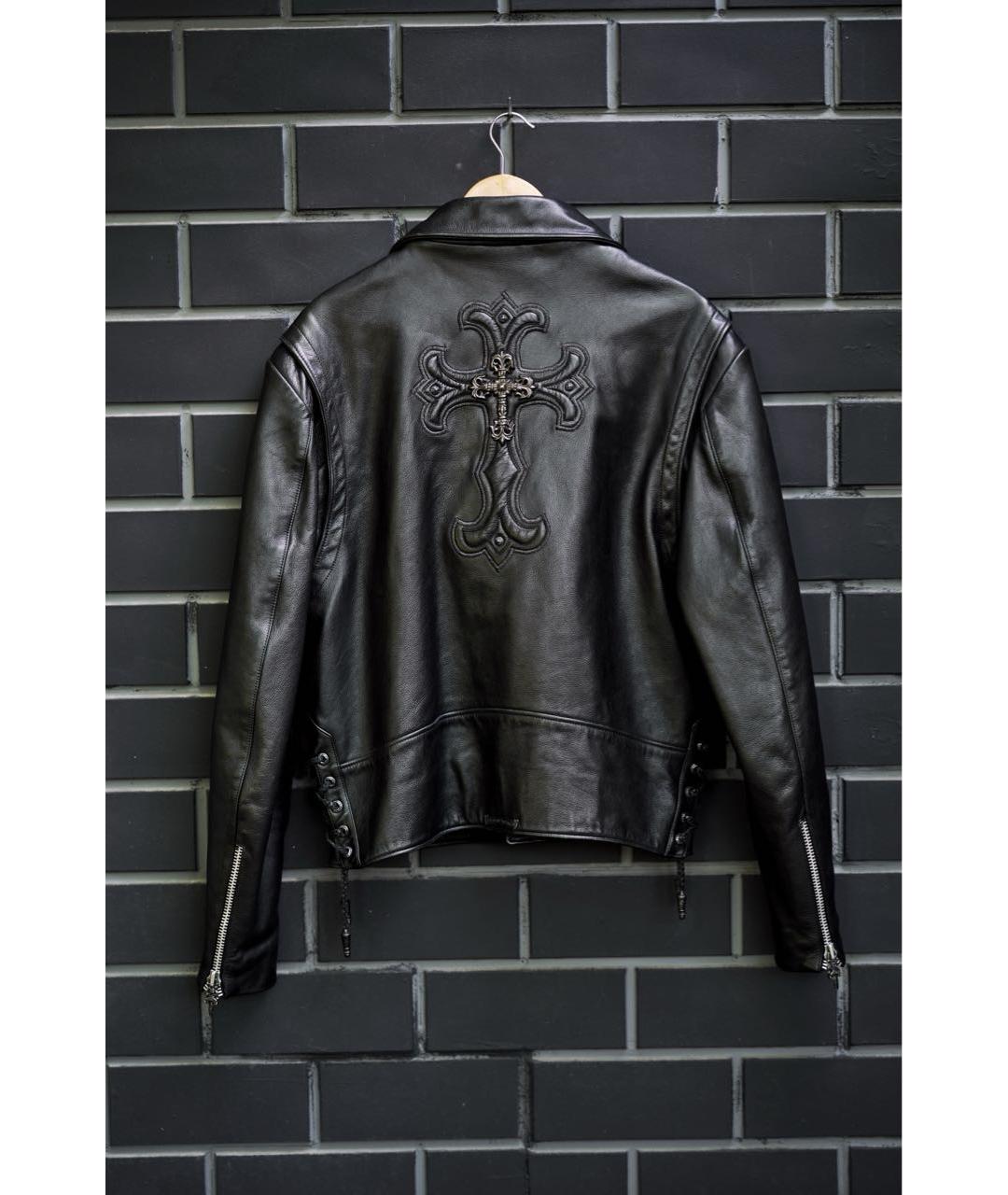 CHROME HEARTS Черная кожаная куртка, фото 2