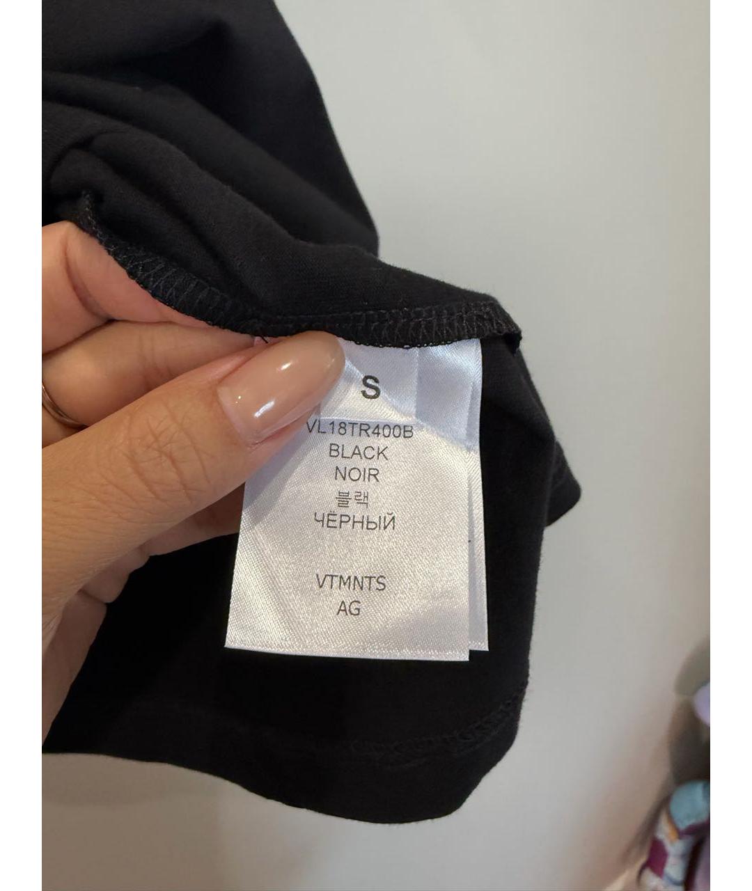 VETEMENTS Черная хлопковая футболка, фото 4