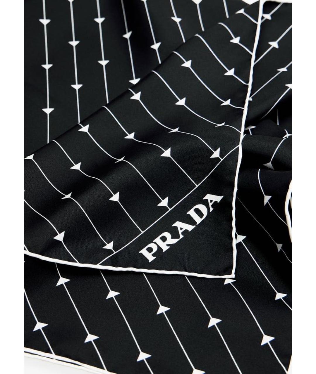 PRADA Черный шелковый шарф, фото 2