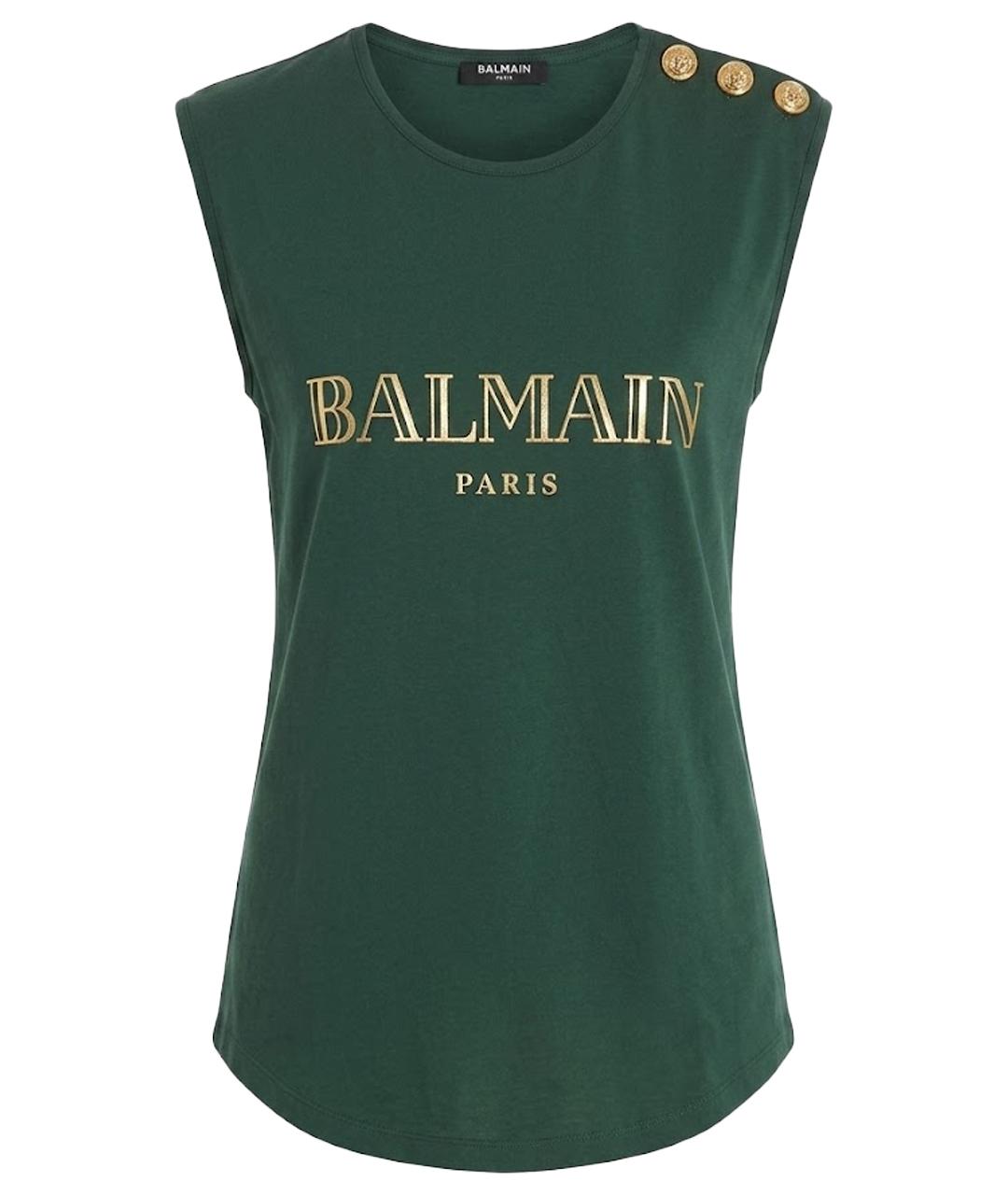 BALMAIN Зеленая хлопковая майка, фото 1