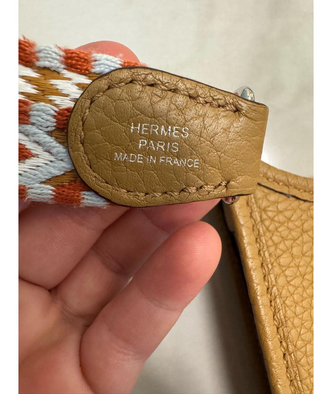 HERMES Бежевая кожаная сумка через плечо, фото 4