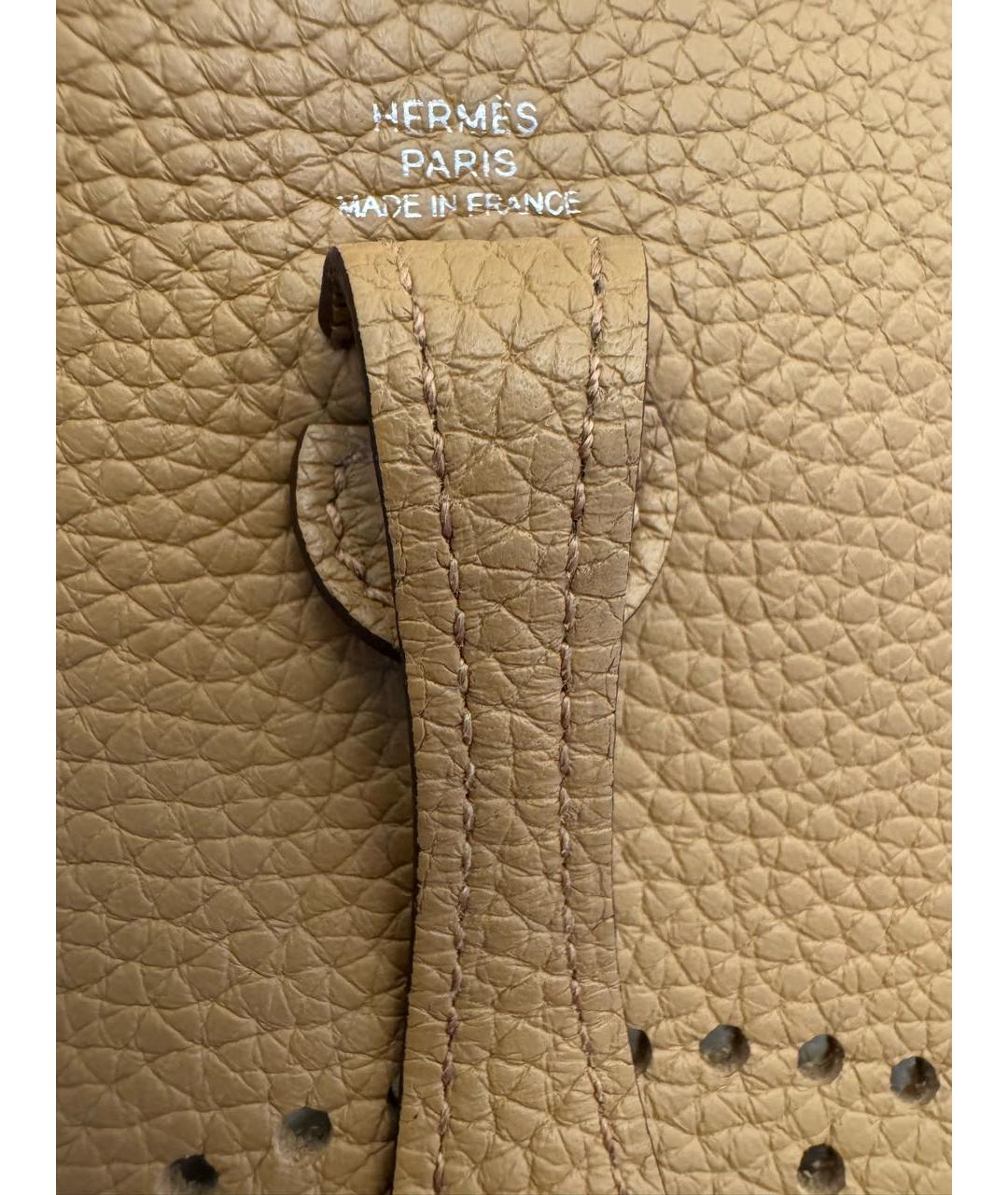 HERMES Бежевая кожаная сумка через плечо, фото 5