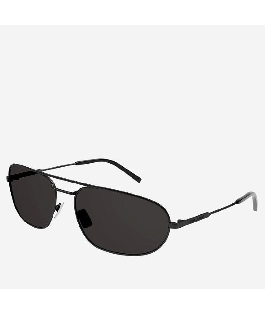 SAINT LAURENT Черные металлические солнцезащитные очки, фото 3