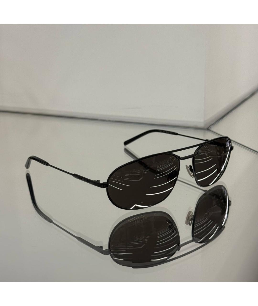 SAINT LAURENT Черные металлические солнцезащитные очки, фото 2